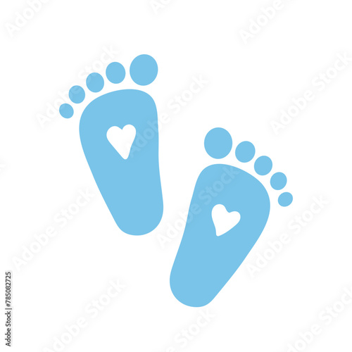 Footstep ilustration. Boy feet, newborn baby. Vector