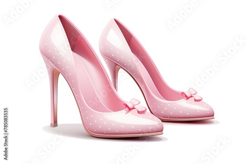 Pink high heel women shoes isolated on white background. Vector illustration.