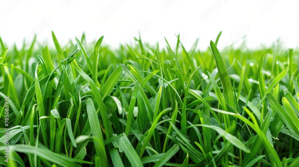 Fototapeta premium Green grass field isolated. Generative AI