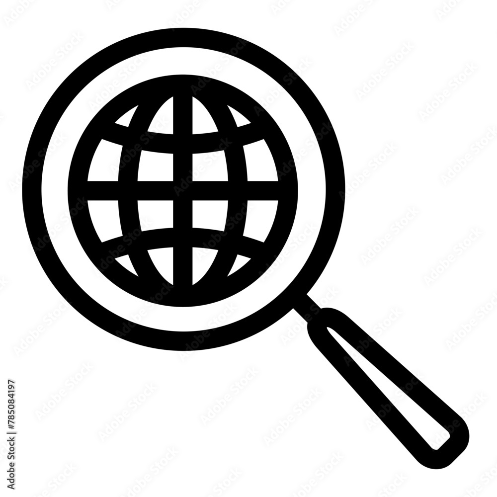 Globe, magnifier glass, search, development Icon Globe, magnifier glass, search, development Icon