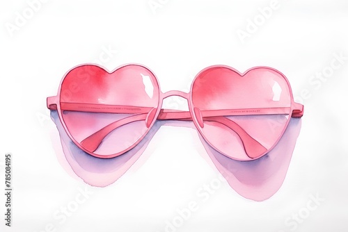 Sunglasses in the shape of a heart on a white background