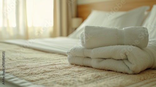Hotel clean towels. Generative AI © Roman