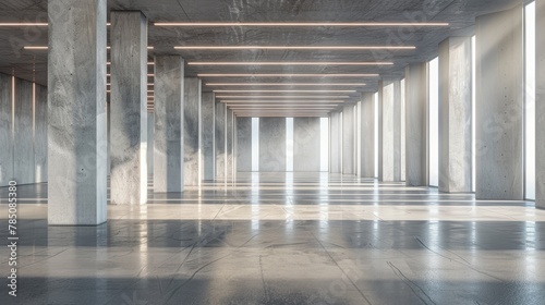 Wallpaper Mural Modern concrete hall 3D. Generative AI Torontodigital.ca