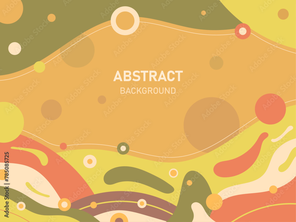 Orange, abstract shapes, colorful background. Line, circle, and organic shapes. Colorful vector illustration.