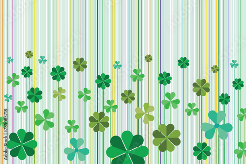Illustration wallpaper, Abstract of clover leaves with line on soft green background.