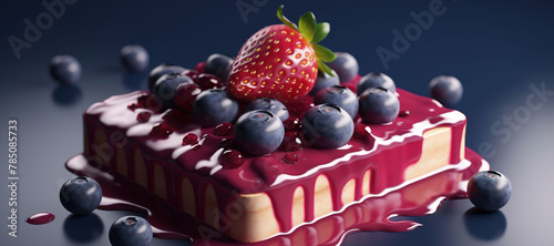 strawberry and blueberry tart cake, melt, fruit, delicious 41