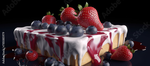 strawberry and blueberry tart cake, melt, fruit, delicious 37