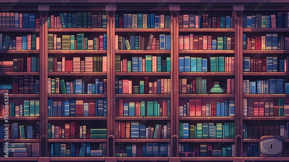 Public library bookshelf. Generative AI