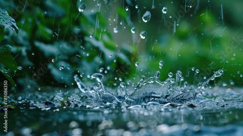 Rainwater drop close-up. Generative AI