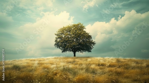 Solitary tree. Generative AI
