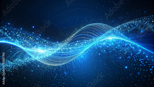 Ethereal Blue Light Waves on Dark Background