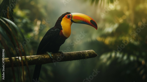 Colorful Toucan Bird Perched on Branch in Brazil
