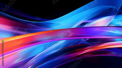 Digital holographic glass neon light abstract graphic poster web page PPT background