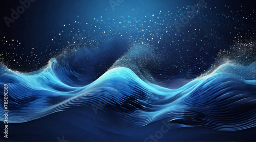 Ethereal Blue Waves on a Starry Night