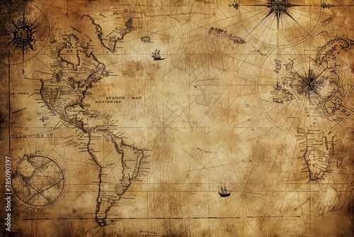 Vintage maps or nautical charts, appealing to the explorer's spirit. Generative AI photo