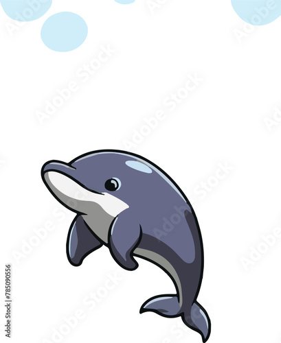 illustration of colorful dolphin outline white on background vector 
