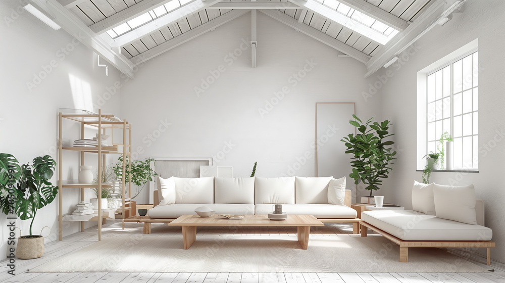 Picture of Vaulted ceilings and skylights flood this spacious loft living room ...