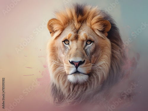 Lion animal abstract wallpaper. Soft background panthera in Pastel colors multi color backrounds