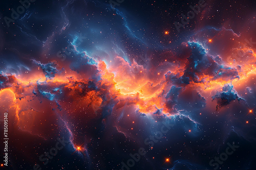Nebula and galaxies in space. Abstract cosmos background. Shiny stars and heavy clouds. © andyborodaty