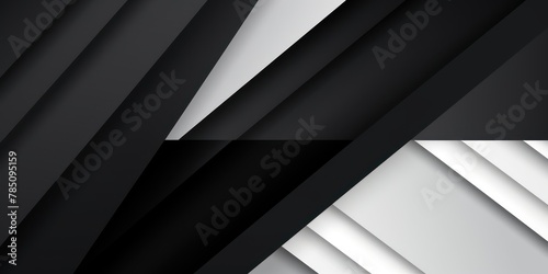 Black and white background vector presentation design, modern technology business concept banner template with geometric shape