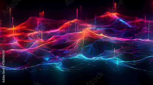Digital colorful neon network technology abstract graphic poster web page PPT background
