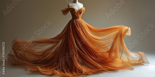Elegant evening gown woven from delicate strands of golden wheat and wildflowers