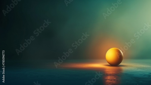 Single glowing sphere on green background. Concentrated Light