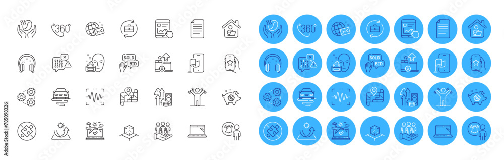 Internet report, Best buyers and Gears line icons pack. Seo devices, Laptop, 360 degree web icon. Work home, Route, Augmented reality pictogram. Map, Airplane travel, Piggy sale. Vector Internet report, Best buyers and Gears line icons pack. Seo devices, Laptop, 360 degree web icon. Work home, Route, Augmented reality pictogram. Map, Airplane travel, Piggy sale. Vector
