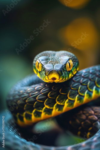 large beautiful yellow-green snake