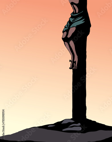 Vector drawing. Jesus on the cross