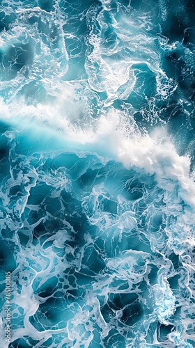 Capture the power and beauty of a massive breaking blue ocean wave in a summer surfing scene