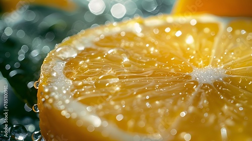 A close-up of a fresh, juicy yellow citrus fruit, either whole or sliced photo
