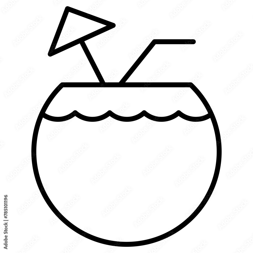 Vector Icon Beach, coconut, drink, juice, summer Vector Icon Beach, coconut, drink, juice, summer