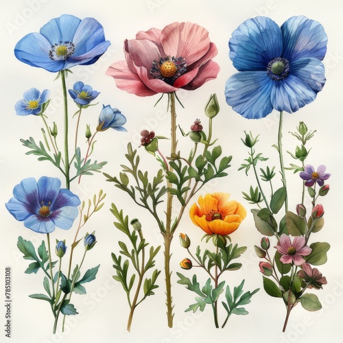 A watercolor illustration of wild flowers © Niko