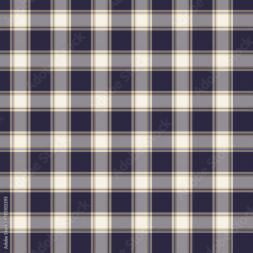 Seamless plaid patterns in dark blue yellow and beige for textile design. Tartan plaid pattern with square-shaped graphic background for a fabric print. Vector illustration.