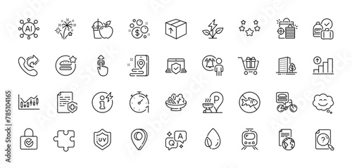 Launder money, Share call and Food delivery line icons pack. AI, Question and Answer, Map pin icons. Laptop insurance, Package, Password encryption web icon. Vector