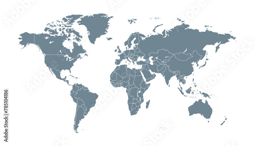 World map. Modern color vector map. Silhouette map. 