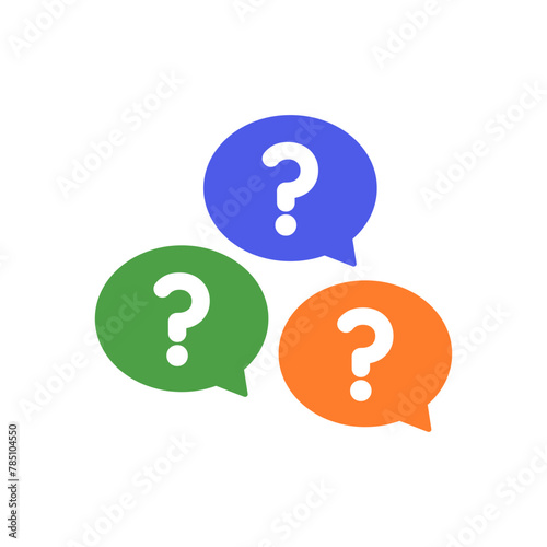 Speech message bubbles with question marks. Chat bubble vector illustration. Conversation, communication, faq help concept