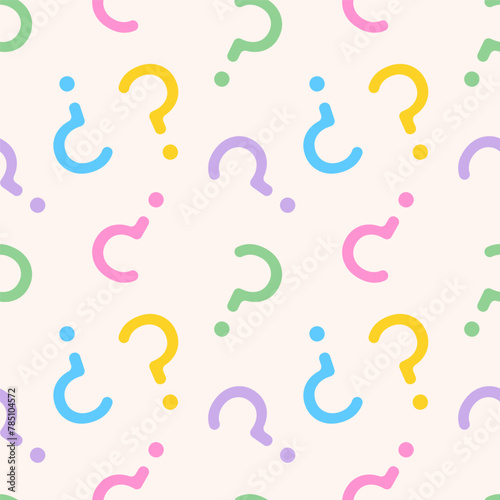 Question mark seamless pattern. Colorful abstract background. Customer service, presentation, conversation, communication, faq help concept