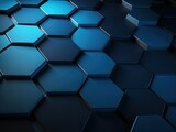 Blue dark 3d render background with hexagon pattern