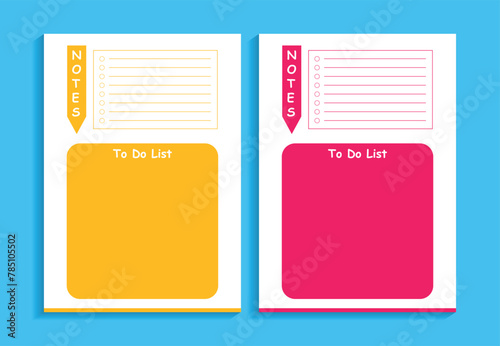 Planning templates with colorful themes, daily planner template, planner template set collection, to do list, diary, page notebook, scrapbook notes and cards