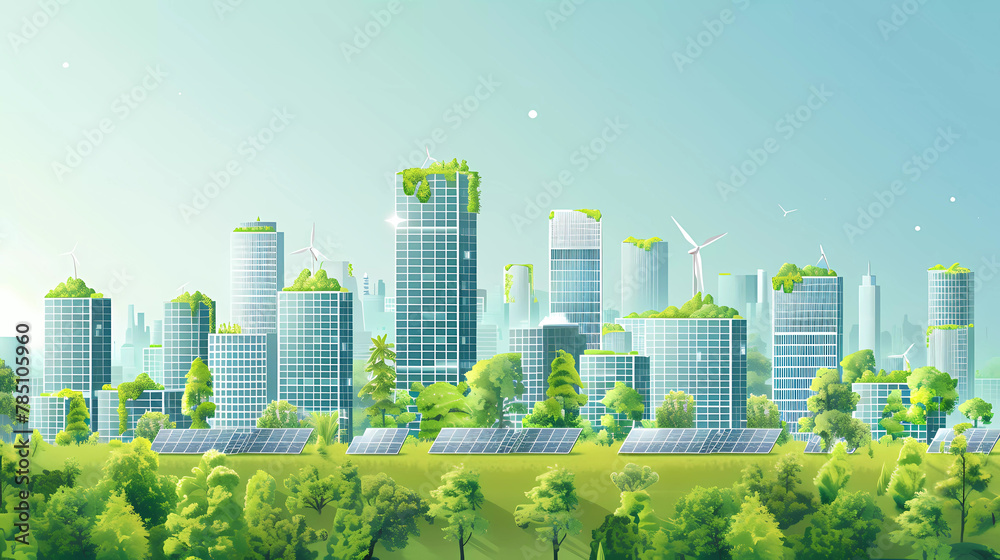 Obraz premium Futuristic Green Cityscape with Renewable Energy