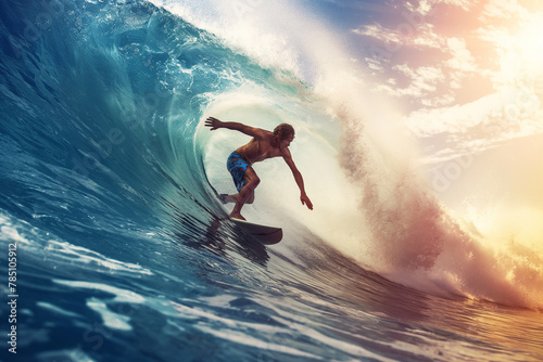 Sunlit Surfing: Skill and Beauty in Summer Waves photo