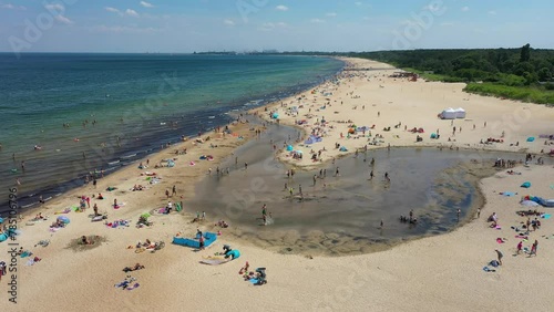 Beach Baltic Sea Plaza Jelitkowo Gdansk Morze Baltyckie Aerial View Poland photo