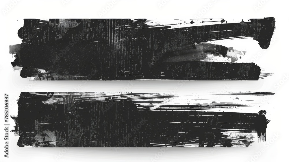Grunge black banner. Template for your modern designs. Brushed grungy painted lines.