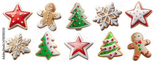 Christmas gingerbread cookie. PNG transparent image, AI generative