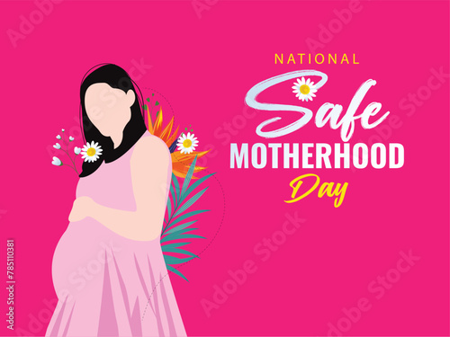 April 11 National Safe Motherhood Day editable vector social media feed template for pregnant mothers and babies healthcare and maternity benefits, safe mothers and babies