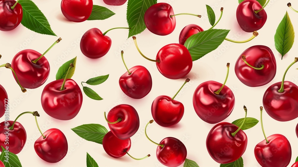 A Seamless Pattern of Cherries. A Seamless Pattern of Cherries.