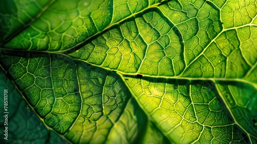 Leaf veins, vibrant green, macro, close-up, intricate life lines, soft sunlight 