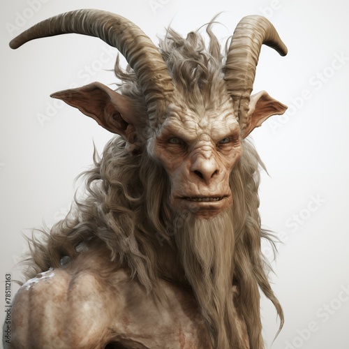 Headshot of a Satyr on a White Background